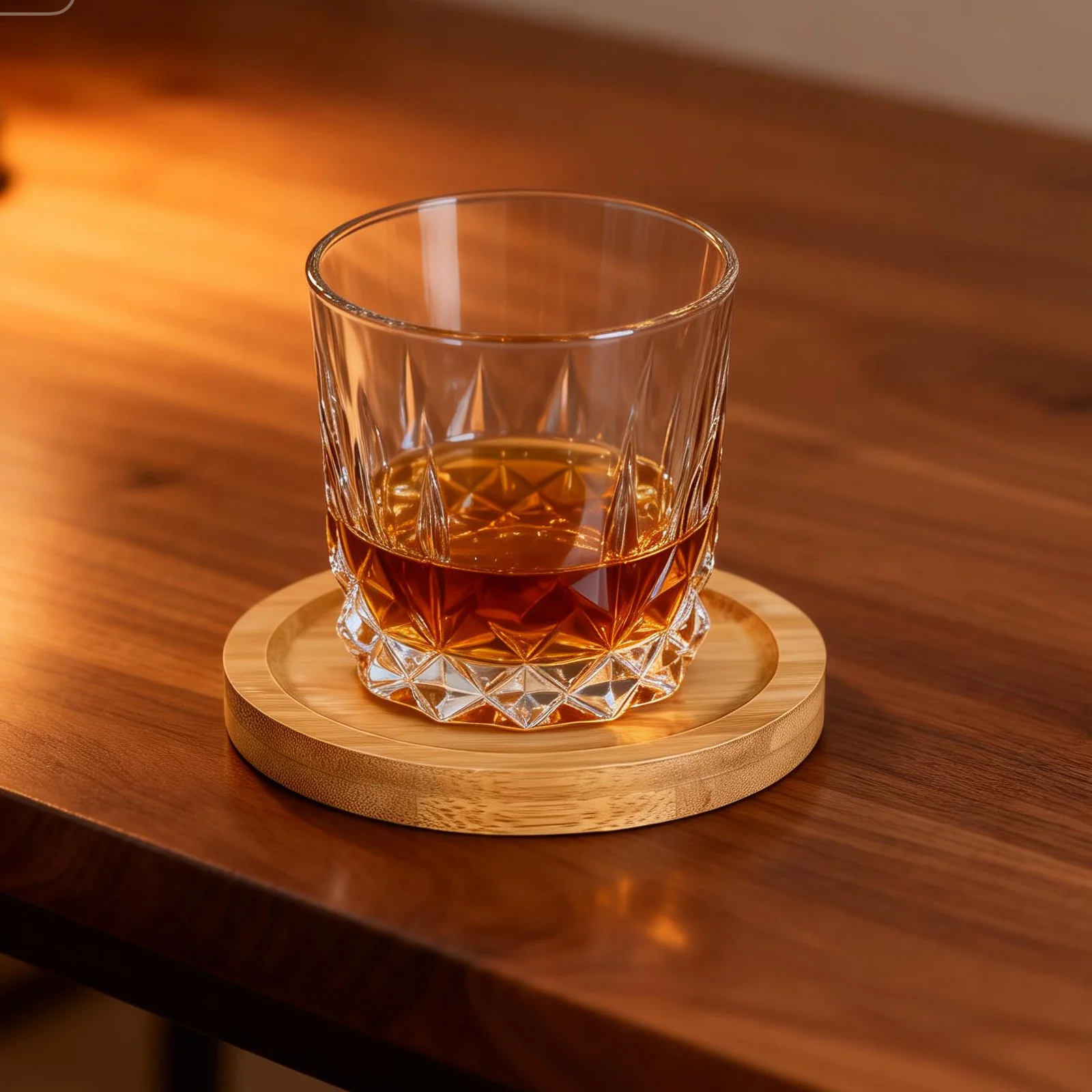 

2Pcs Rotating Glass Bamboo Coasters Smooth Turn Whiskey Cup Pads Material Bar Accessories for Home Entertainment