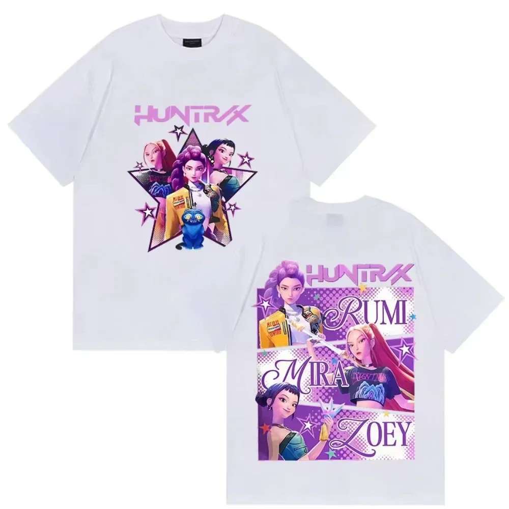 K-pop Demon Hunters Rumi Mira Zpey 2025 Film Graphic T-Shirt Men Women Harajuku High Quality Oversize Cotton T Shirts Streetwear