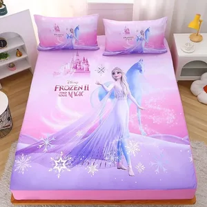 Set Tempat Tidur Beku, Lembar Pas Elsa Anna 3 buah Dicetak Dengan Sarung Bantal, Cocok Untuk hadiah ulang tahun Anak Perempuan Laki-laki Dewasa 8 set tempat tidur penjualan terbaik 160x200 - №