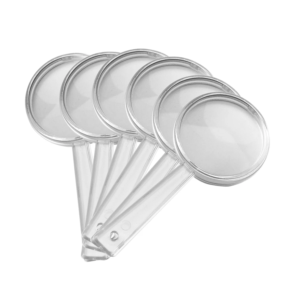 

24pcs Reading Magnifying Glass Durable Plastic Lens Clear Transparent Handheld Loupe For Kids Jewelry Stamps Coins Observation