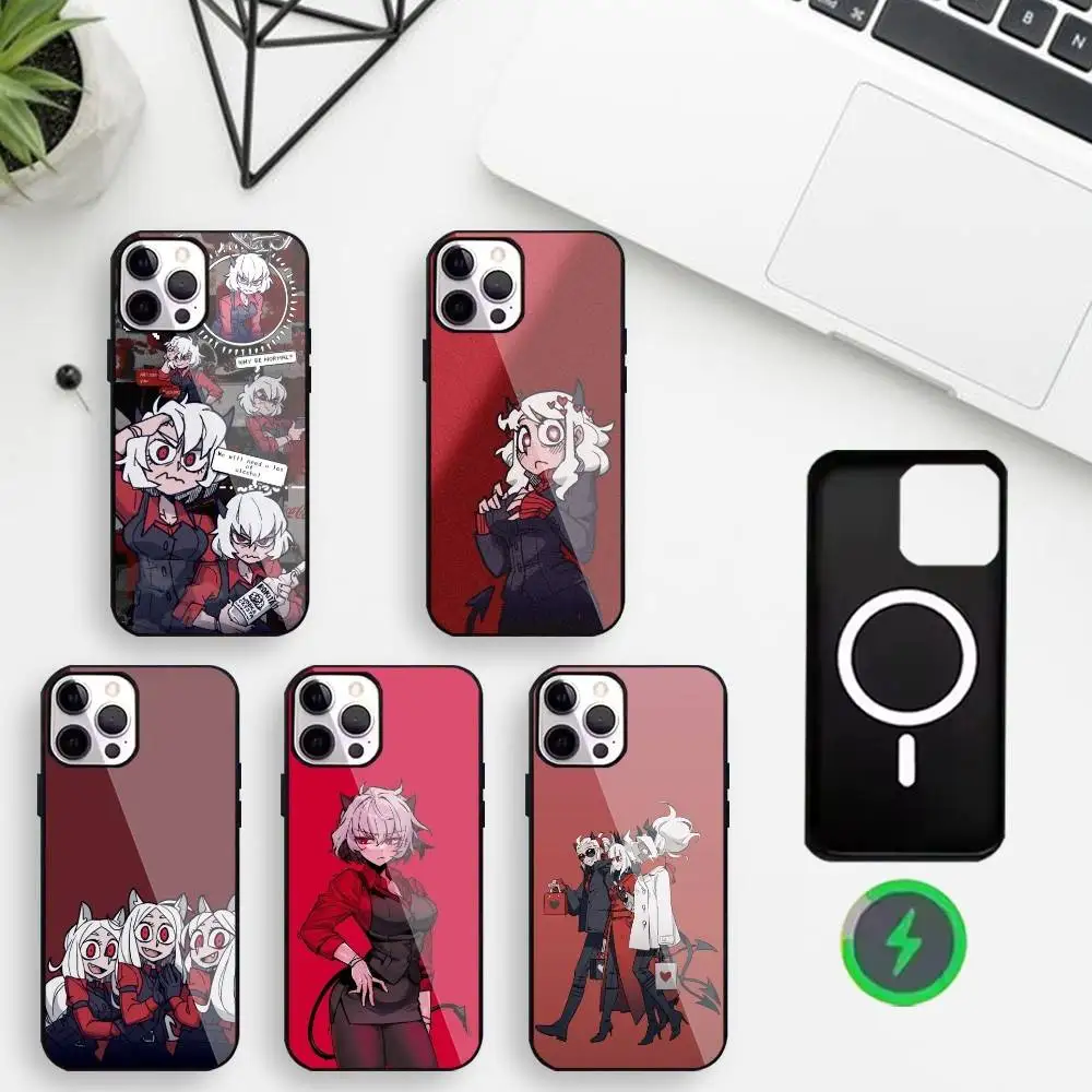 

Trend Style H-Helltaker Phone Case For iPhone17,16,15,14,13,12,11 Max Black Wireless Charging Protecitve Cover