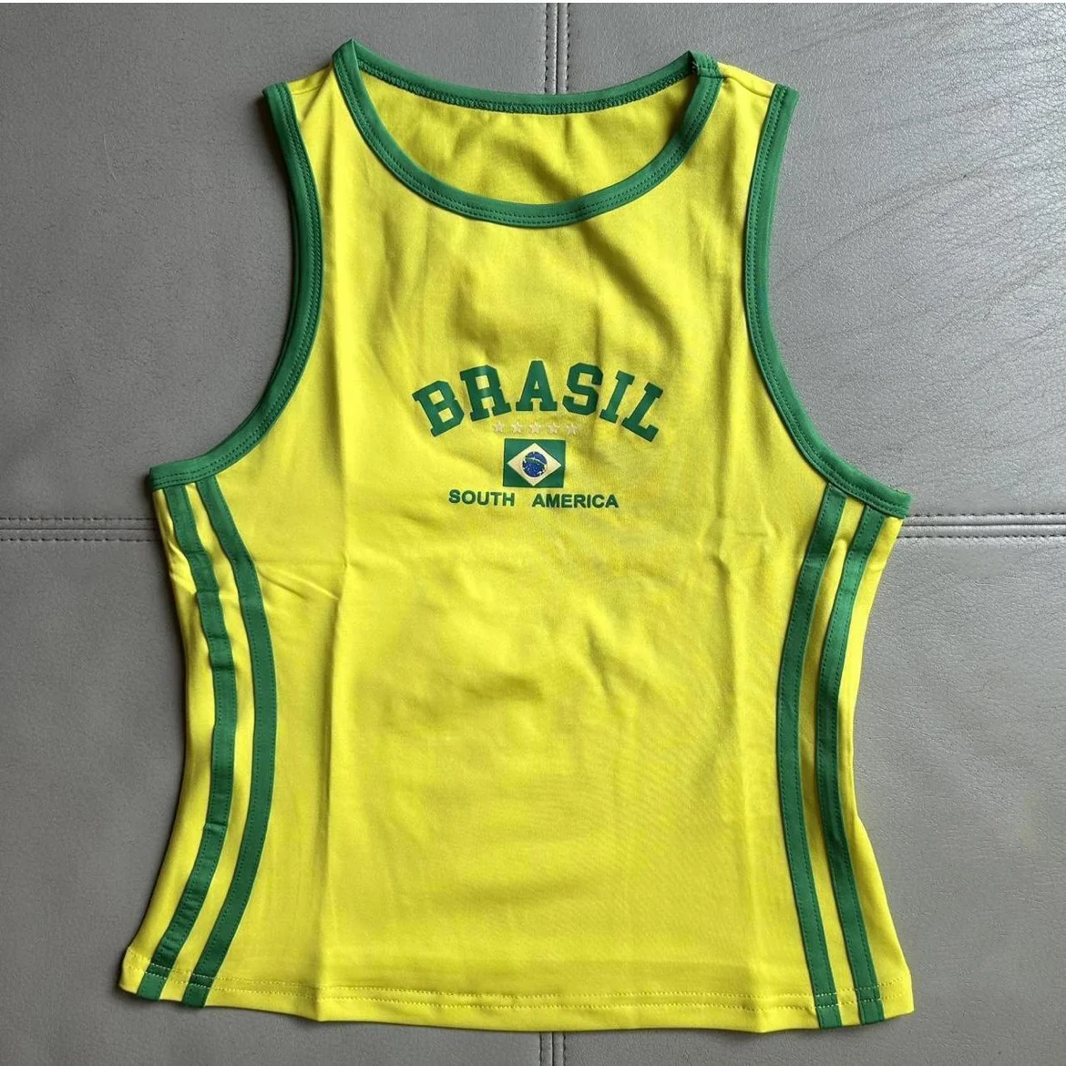 Brasil Graphics Print Vintage Women's Y2K T-shirt Tank Tops Grunge Woman 2024 Fashion Clothes Casual Summer Crop Tops New Girls