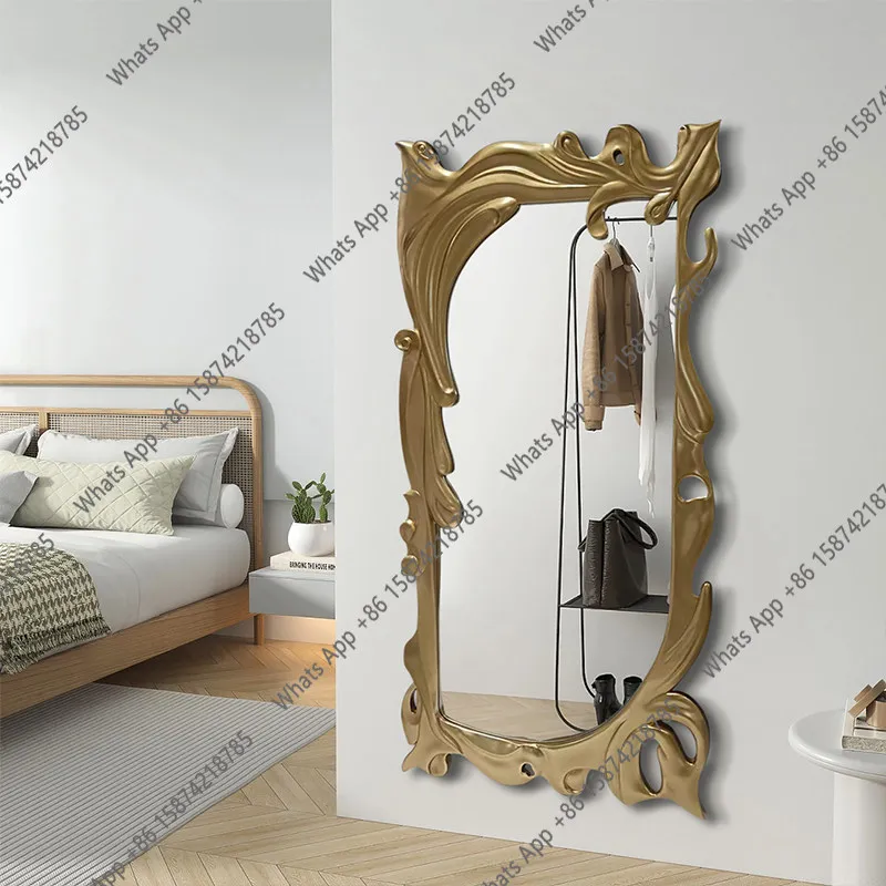 French full-body mirror light luxury modern art full-length mirror household home-style wall-mounted special-shaped floor