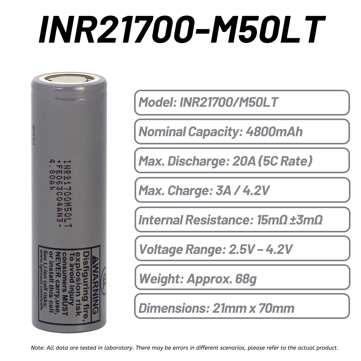 1-100PCS High-Security INR21700 M50LT 5000mAh Lithium Battery Cell for E-Bike - High-Capacity Power Balance And Mobility