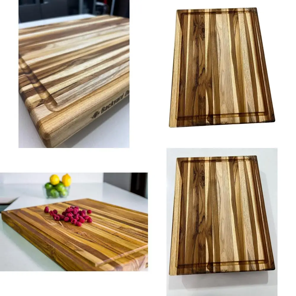 

24x18 Teakwood Cutting Board with Juice Groove and Grip Handles, Reservable