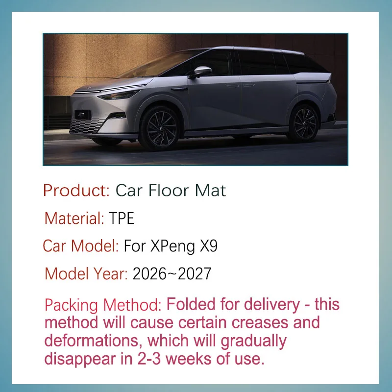 Fully Set Car Floor Mats For XPeng X9 2026 2027 7seeat Waterproof Pads Foot Cover Left/Right Hand Driver Covers Auto Accessories