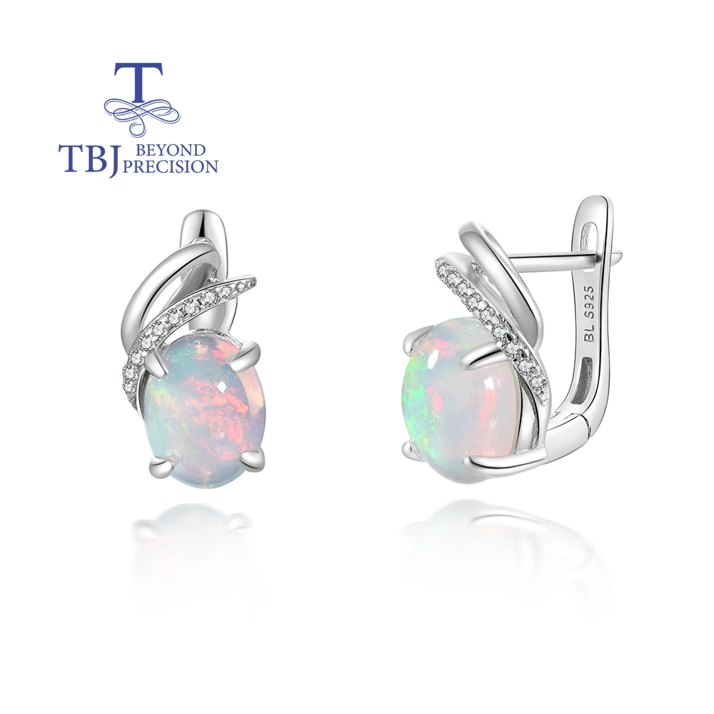 Colorful natural Ethiopia Opal gemstone earrings 925 sterling silver elegant birthday gift for women and girls