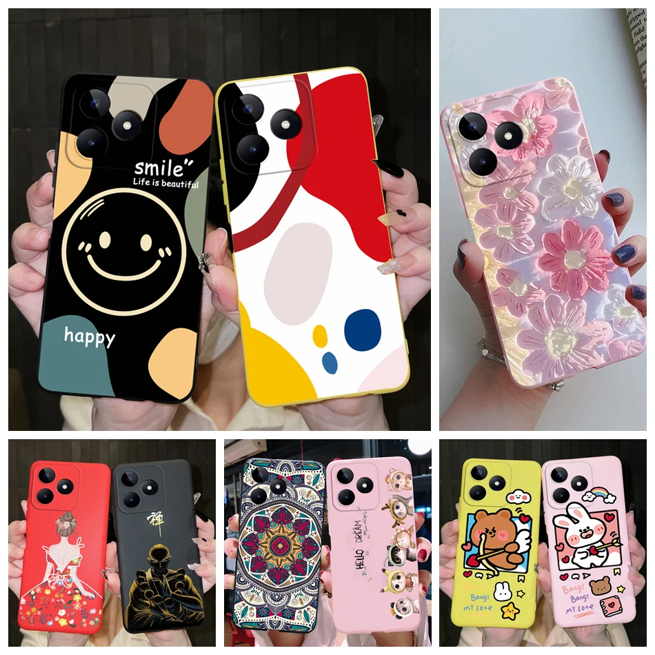 For Realme C53 Case Realme C51 Stylish Flower Protector Soft Cover Realmi C53 C 53 C 51 RealmeC53 6.74'' Phone Case Bumper Shell