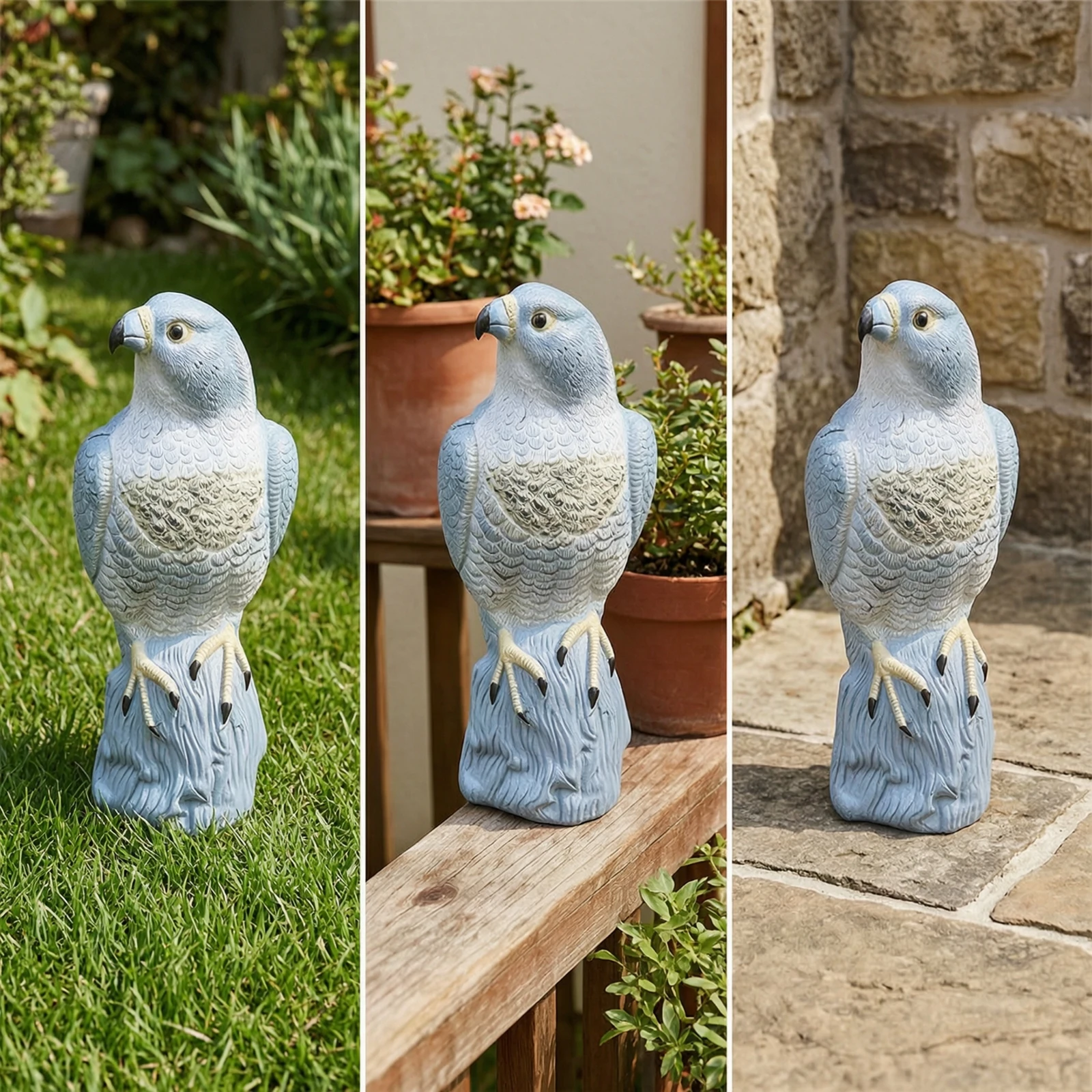 Eagle Figurine with Stump Base Perched Eagle Statue with Tree Stump Decor Sturdy Simulated for Gardeners, Garden, Yard