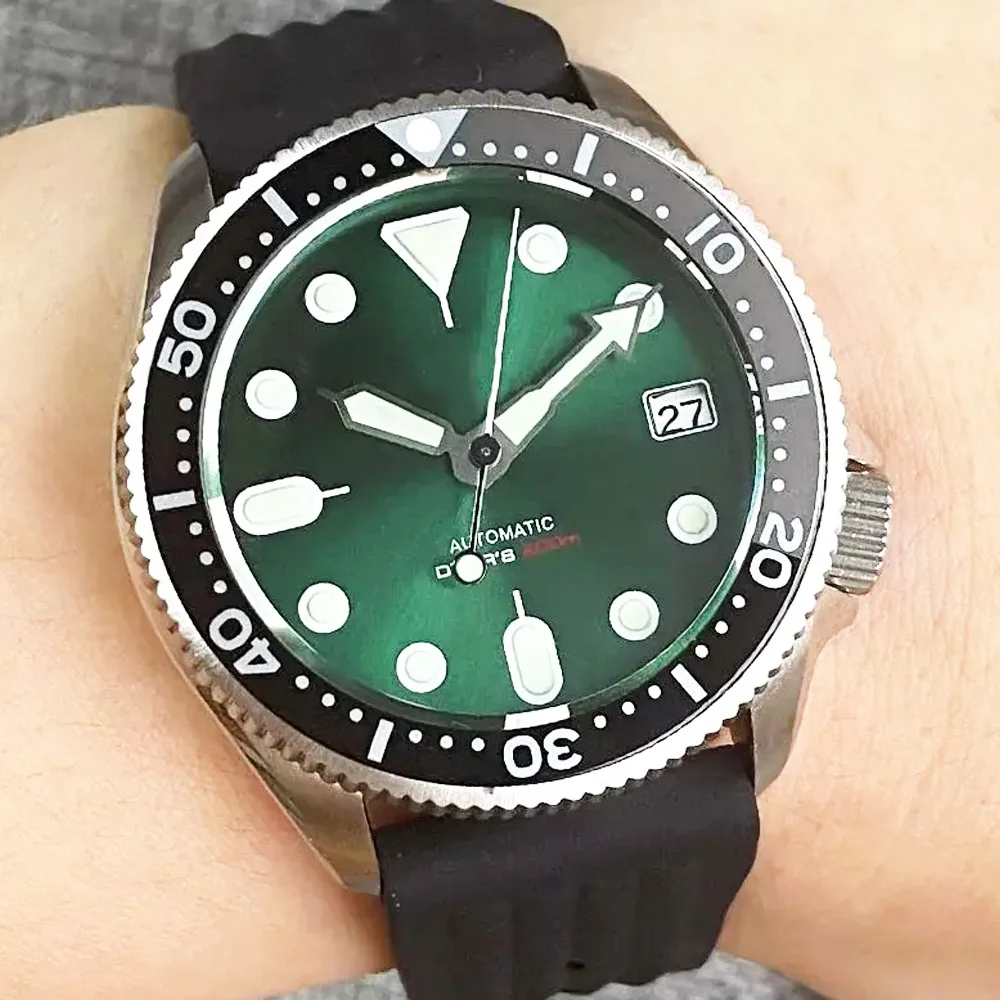 Tandorio 200M Waterproof 37mm NH35A Movement Automatic Sunburst Dial Dive Watch Men Sapphire Crystal Luminous Marks 3.8 Crown