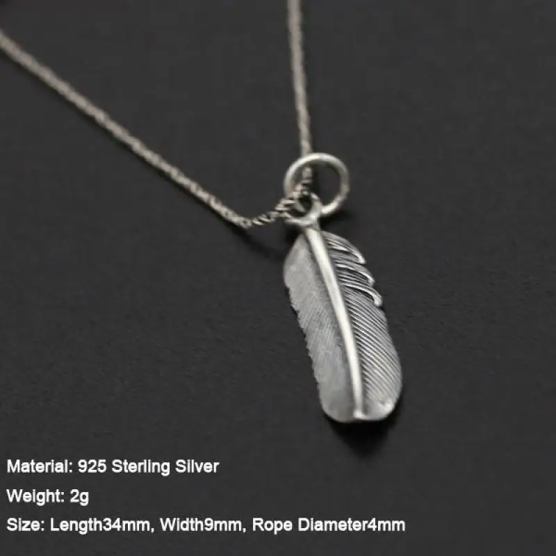 Real 925 Sterling Silver Wing Pendant Retro Vintage Type Eagle Feather Pendants For Men And Women Best Friends Lover Couple