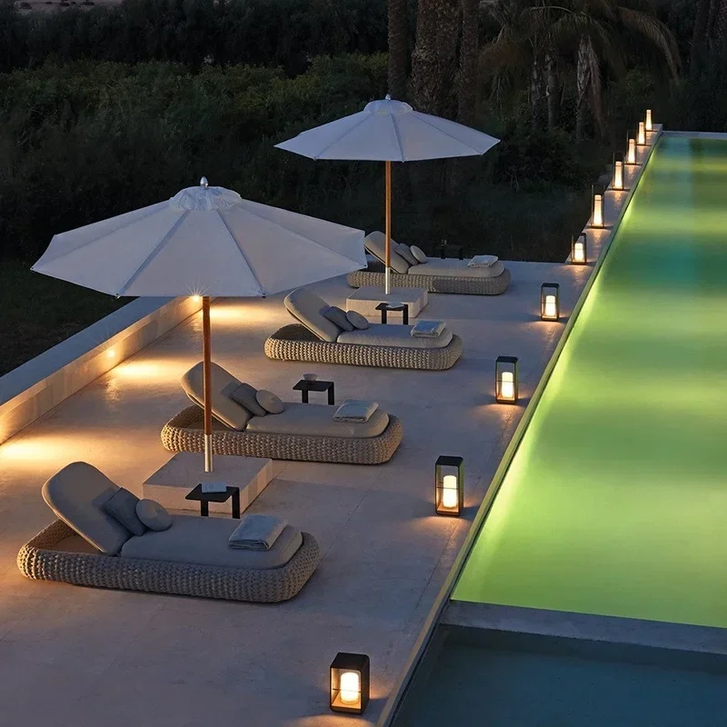 High Quality Customized Outdoor Aluminum Recliner Bed Swimming Pool Sun Lounger Rope Beach Chair