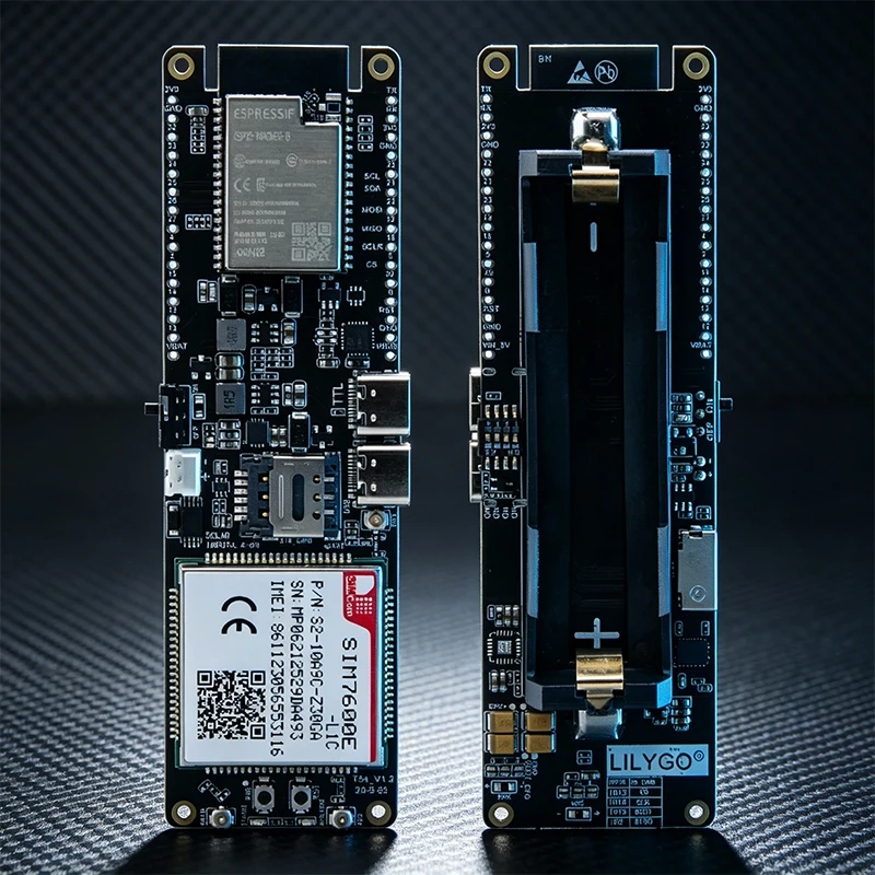 TTGO T‑SIM7600E‑L1C 4G LTE CAT4 USB Dongle ESP32 WiFi Bluetooth Module,18650 Battery Holder Solar Charge IoT Development Board