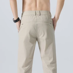 Stretch Soft Pants for Men Summer Thin Elastic Waist Business Fashion Korean Slim Casual Formal Trousers Male Brand Clothes