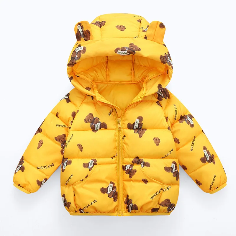 Fashion Infant Toddler Down Jackets Winter Down Jackets For Baby Girls Outerwear Boys Cartoon Bear Coat  New Children\'s Clothing