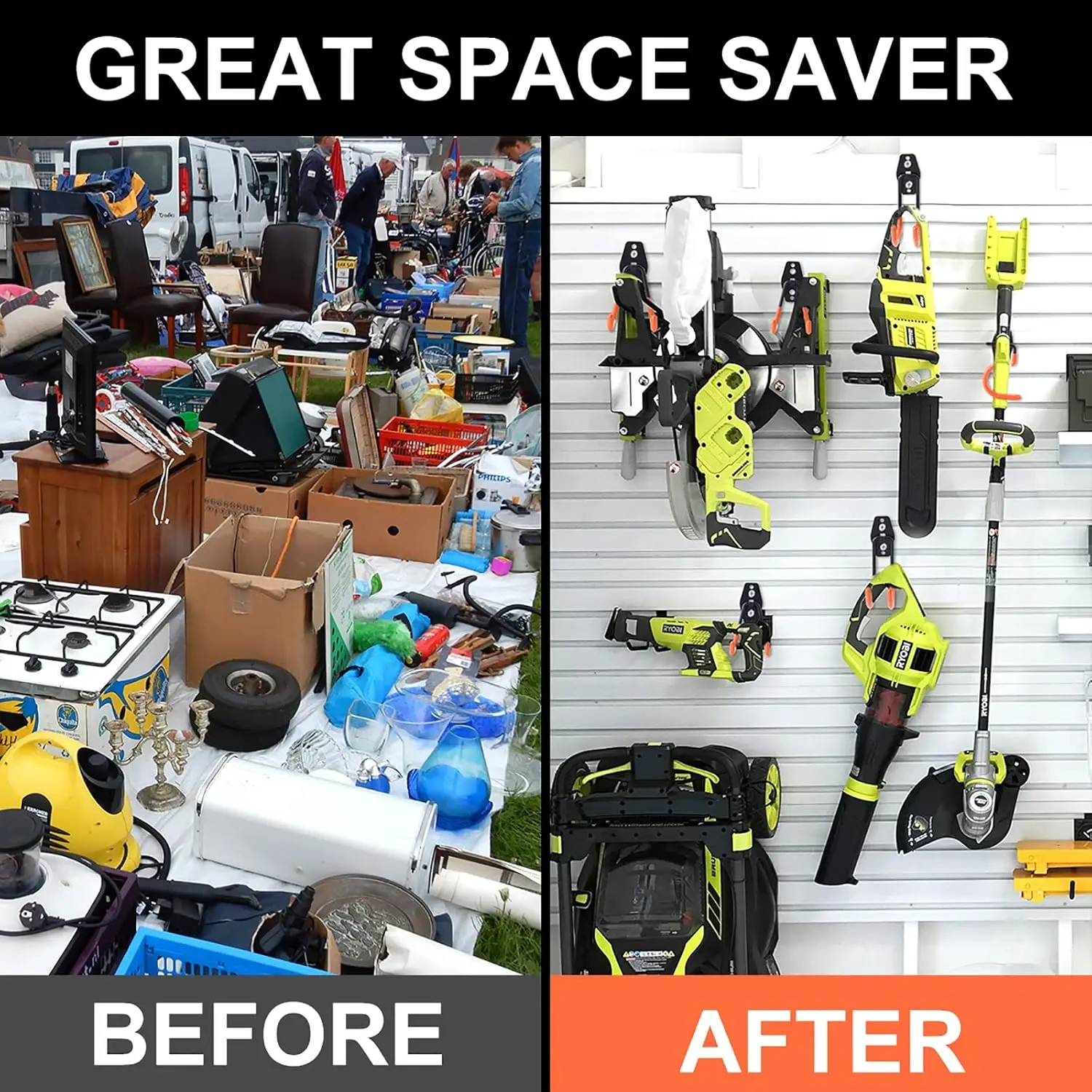 Double Heavy Duty Garage Hooks Wall Mount Garage Organization  Hanger for Organizing Power Tools Ladders Bulk Bike Ladder