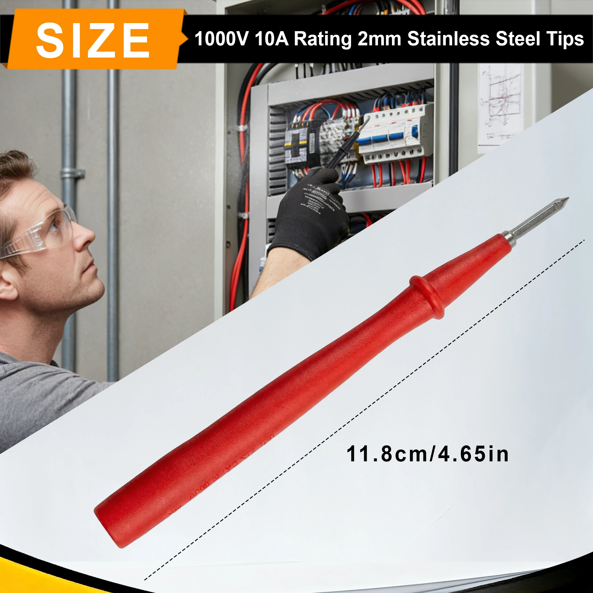 ZIBOO TP1 Slim-Reach Flat Blade Test Probes with Stainless Steel Tip, 1000V Voltage, 10A Current Use for T5-1000,T5-600