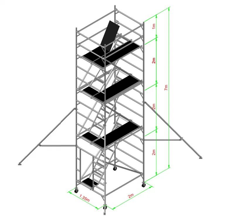 

Complete System 6m 12m Mobile Scaffold Tower Ladder Aluminium Rolling Scaffolding Construction