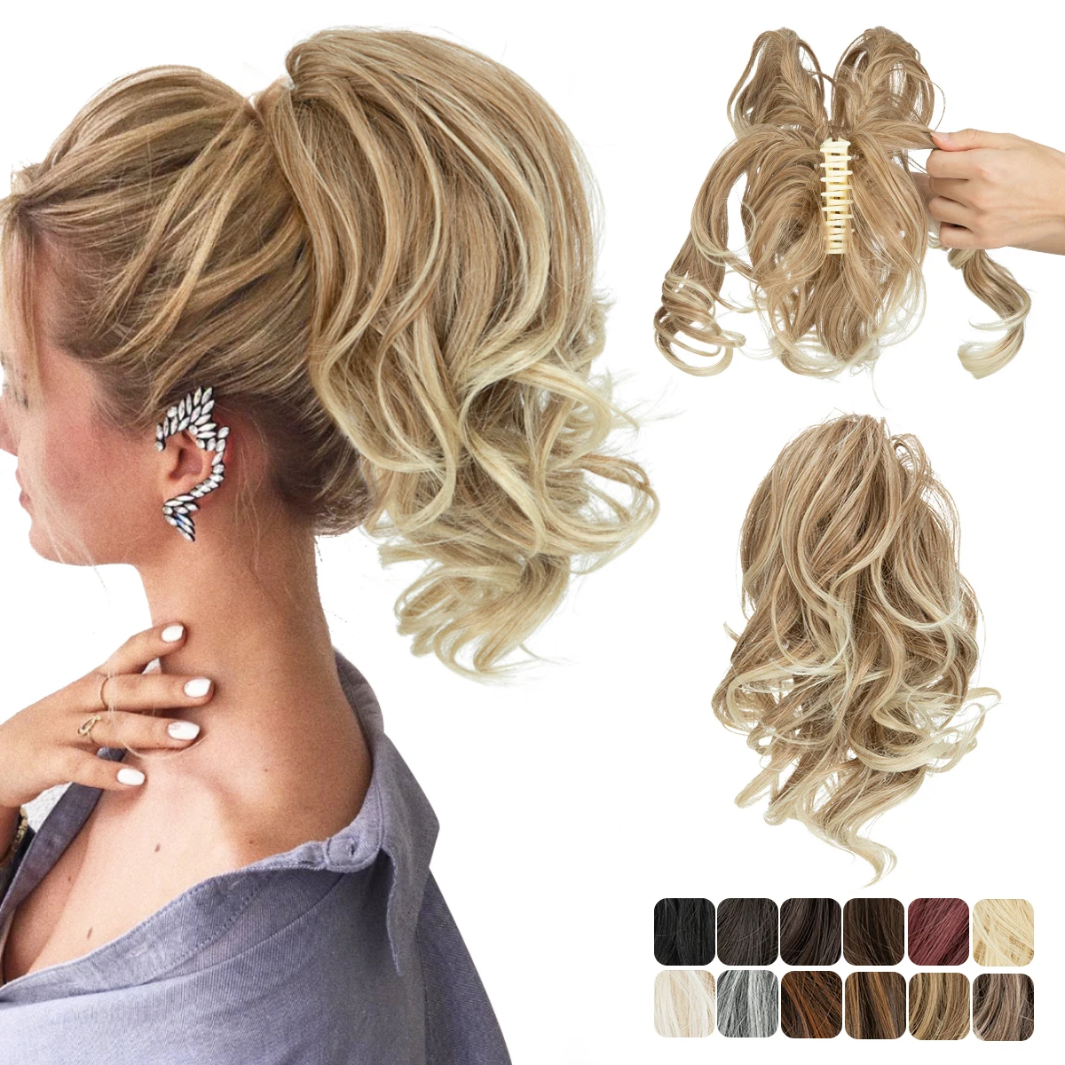 SARLA Premium syntetyczny Diy klips z pazurem w kucyk doczepiane treska kok z włosów fałszywy blond naturalne włosy fałszywy warkocz P026