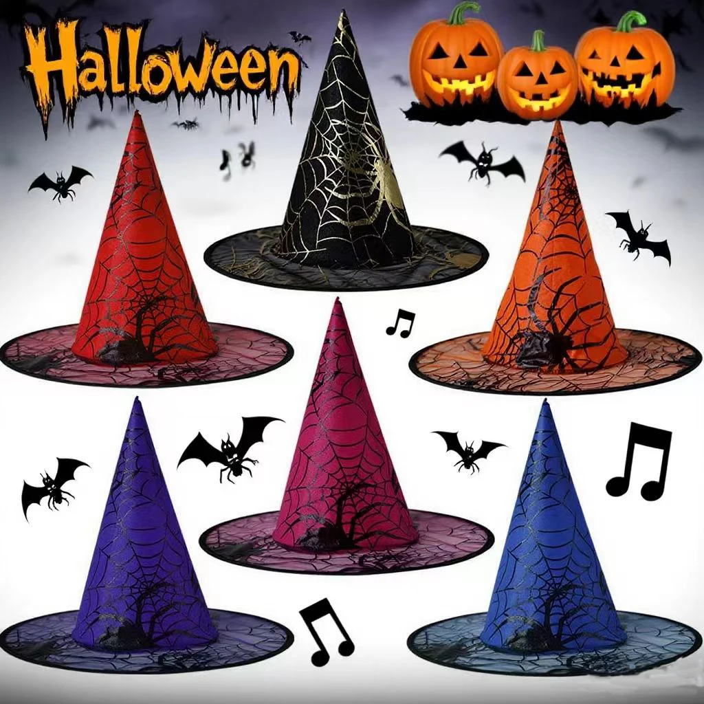 Hexenhut, Halloween-Dekorationszubehör, Hexenhut für Kinder und Erwachsene, Ballkleid, Magic Mesh Wizard Hat für Party – Detail 8