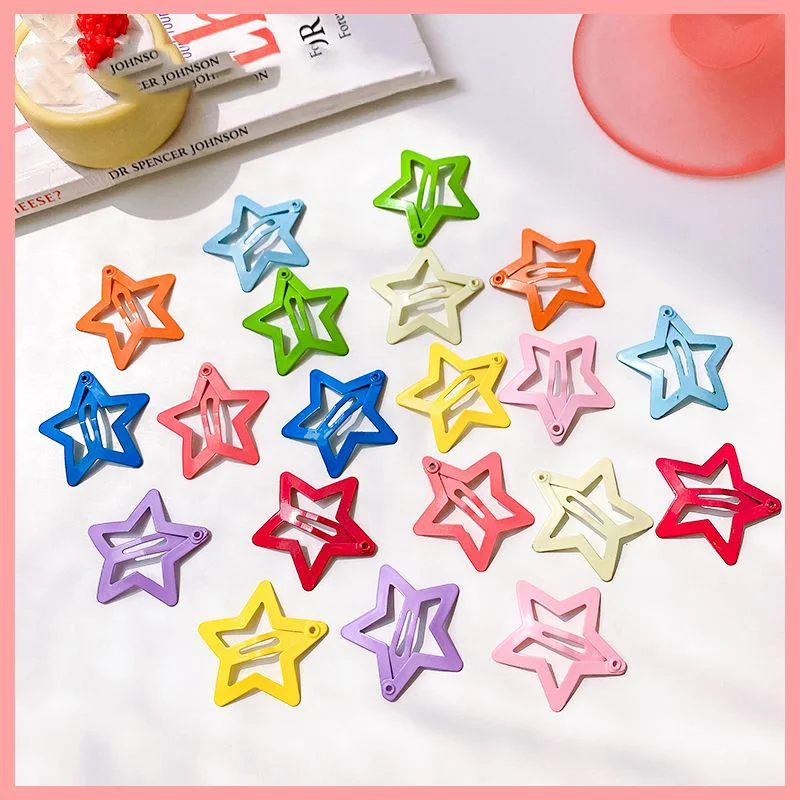 20Pcs/Lot Girls Hair Accessories Cute Small Five Pointed Stars Hairpin Candy Color Hair Clip Sweet Barrette Children Headdress