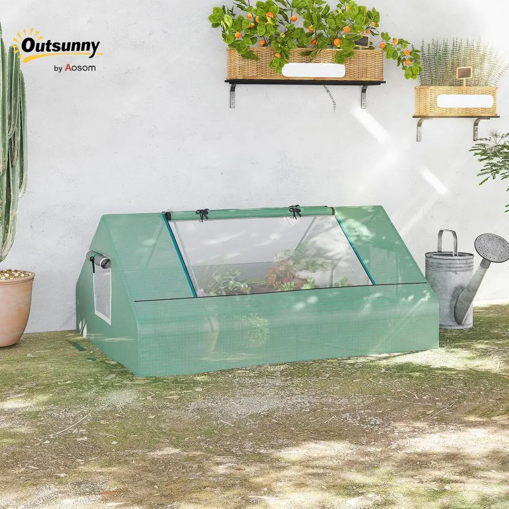 Compact 71x55x32 Greenhouse, Outdoor Planting Shed, Mini Garden House with Zippered Windows