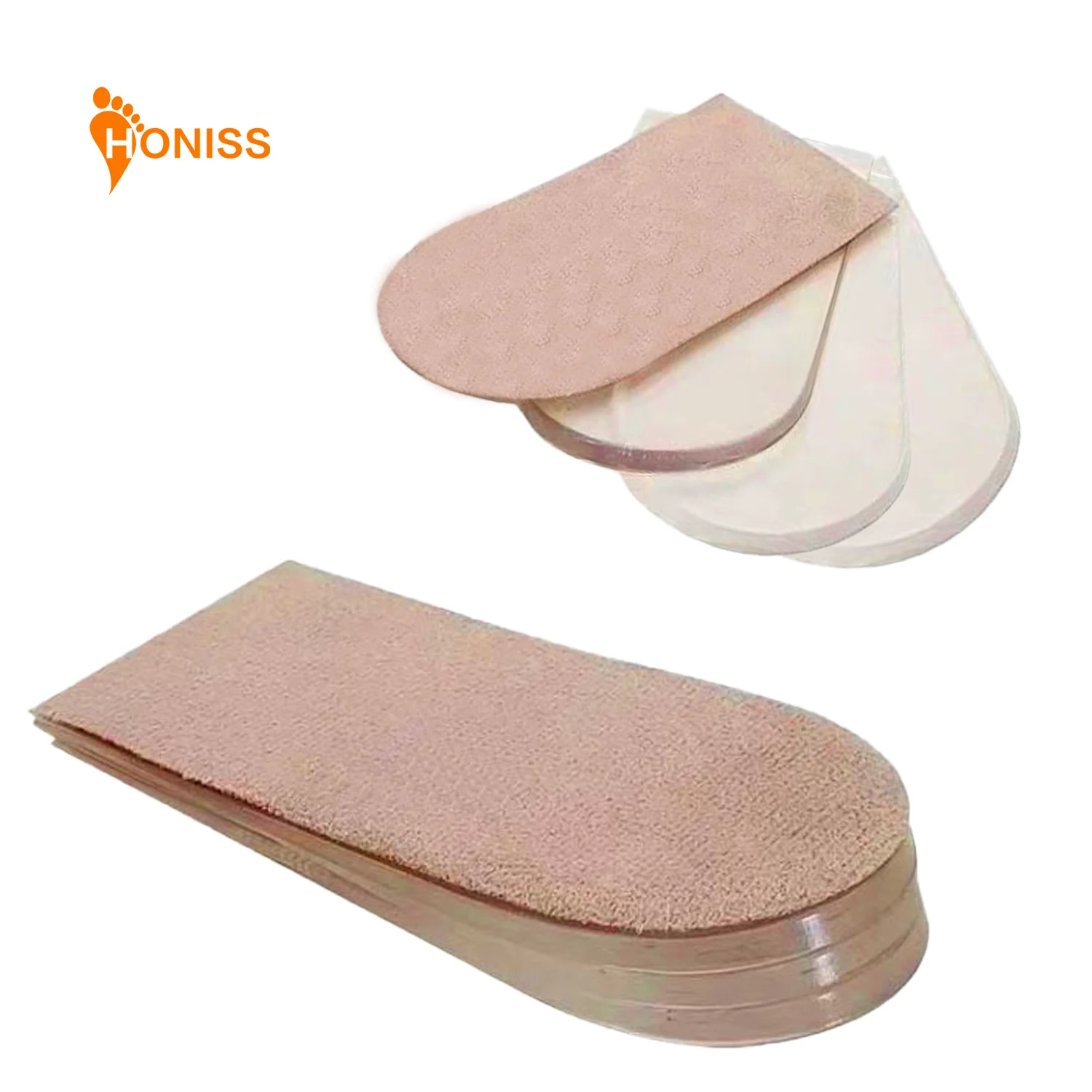 HONISS Multi-layer Gel Heightening Insole, Removable Silicone Heel Pad, Comfortable Fit, Anti-shock and Pressure-reducing Shoes