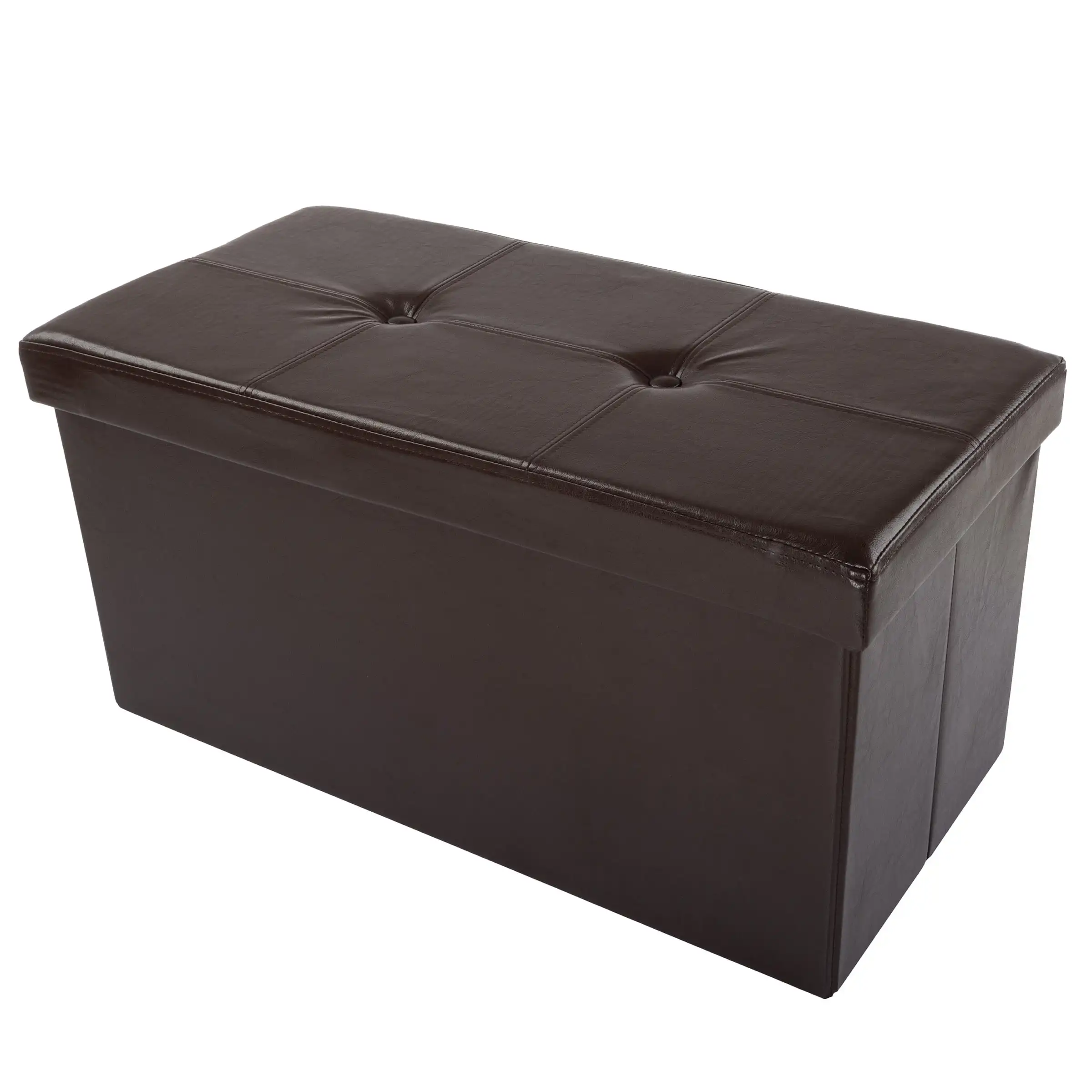 

30-inch Faux Leather Folding Storage Ottoman with Removable Bin (Brown)