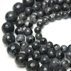 Natural Labradorite Larvikite Stone Beads Black Round Loose Beads For Jewelry DIY Making Bracelet Accessories 15