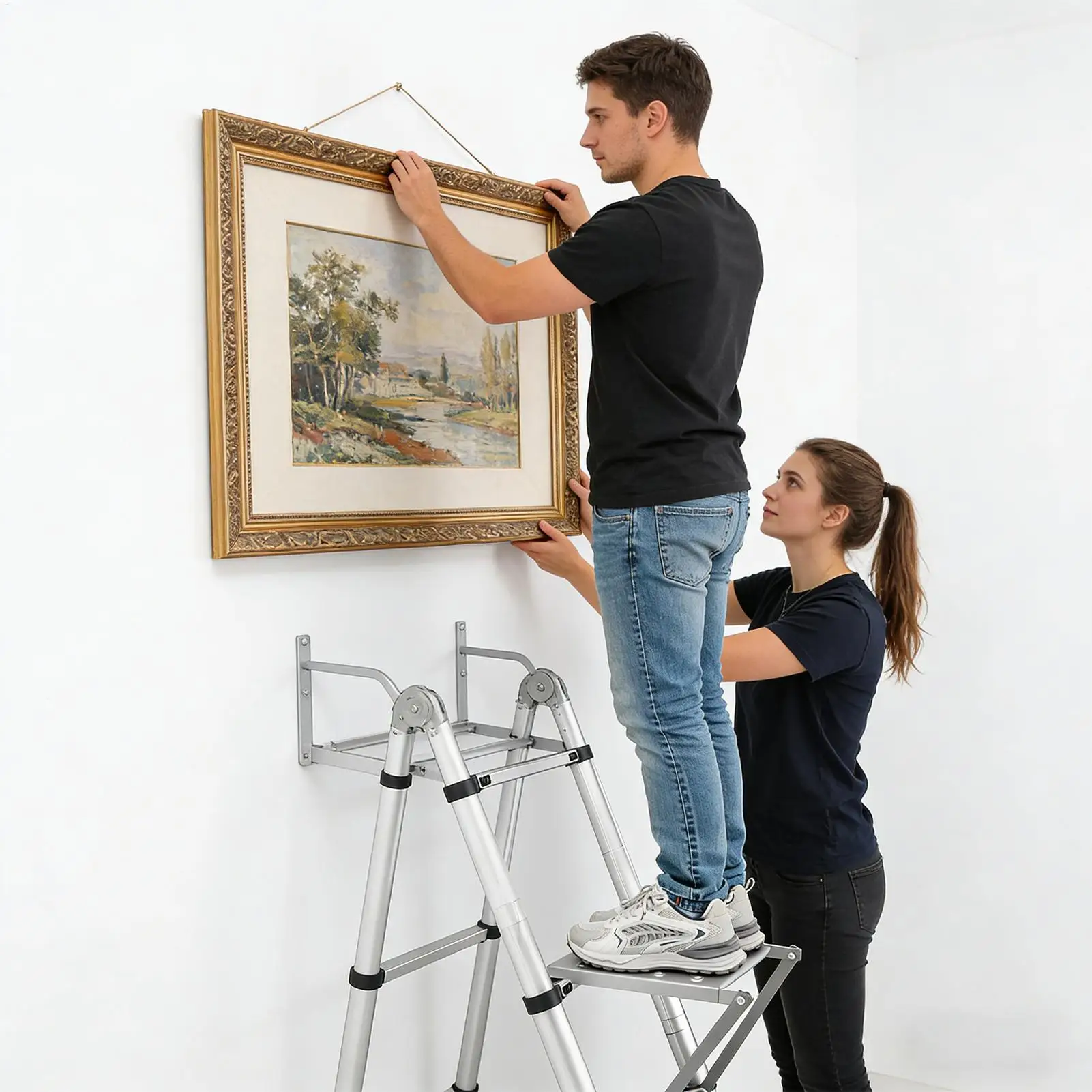 Ladder Step Platforms Adjustable Non-Slip Work Stand Standing Step Attachments For Painters DIY Home Projects Working Home