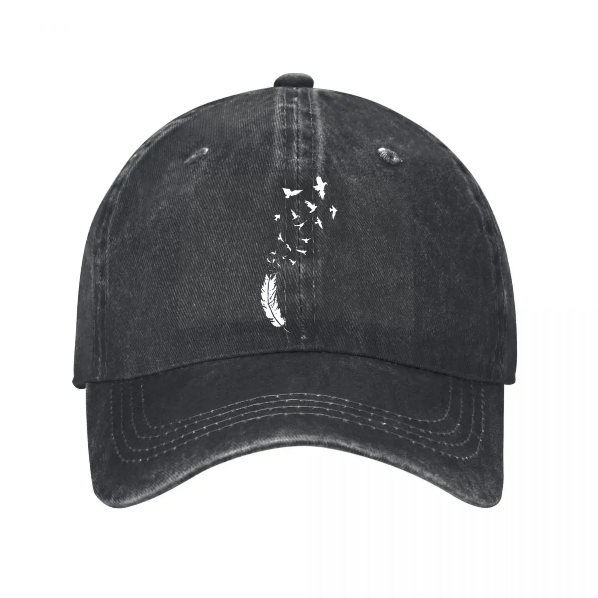 Minimal Abstract Bird Outline Creative Art Washed Baseball Cap Outdoor Hat