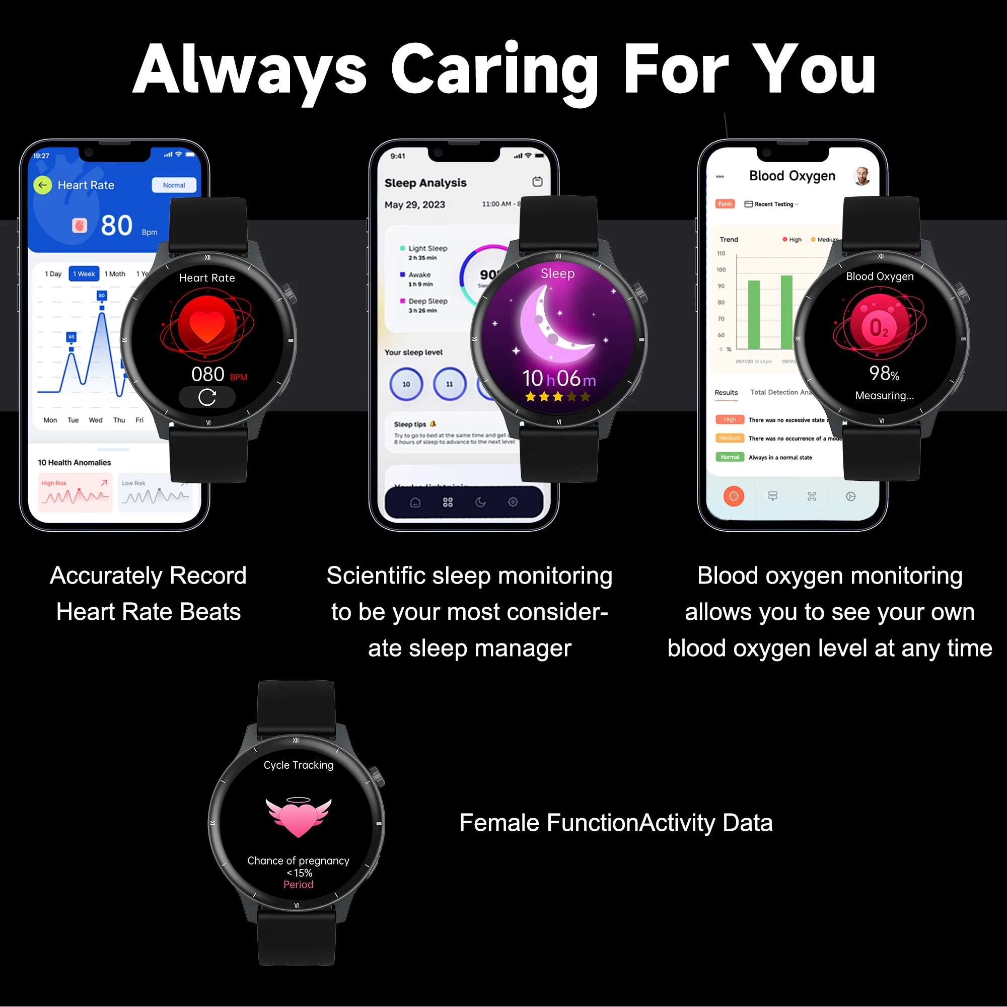 Wonlex Smart Watch per donna 1.39 "3D quadrante dinamico 100+ modalità sportive Chiamata Bluetooth Assistente vocale SmartWatch da donna alla moda V15