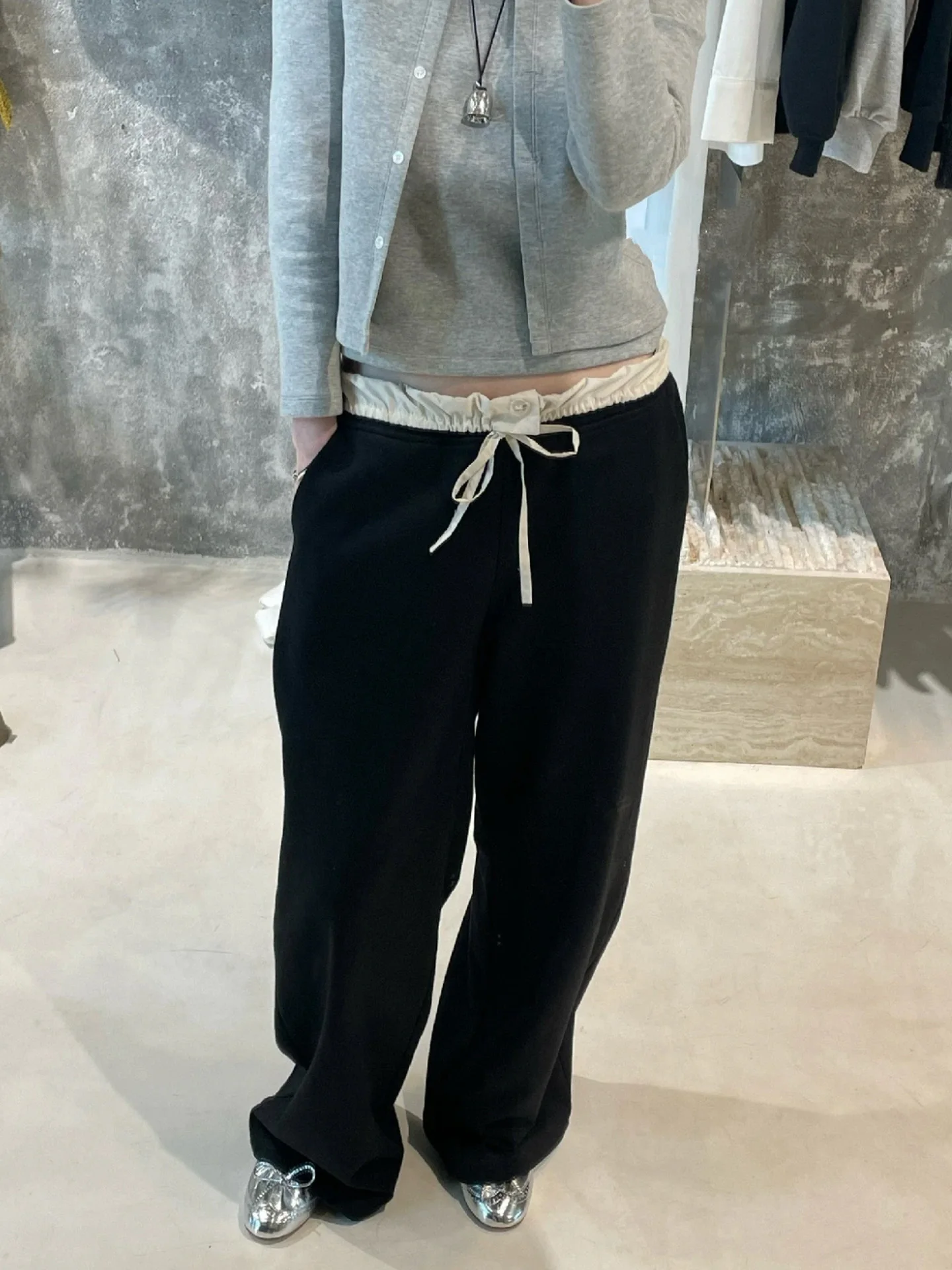 

Свободные прямые спортивные брюки с завязками на талии, в стиле пэчворк, с двойным поясом, осенне-зимние, повседневные, хлопковые, женские