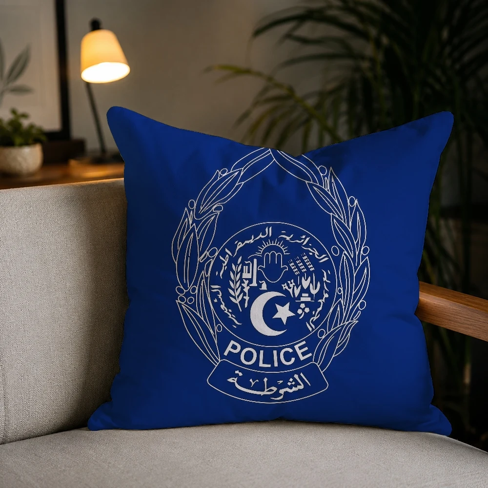 Algerian National Police logo Pillow Case Plush Pillow Cases Home Decoration Pillow Cover for Sofa Bed Chair Living Room
