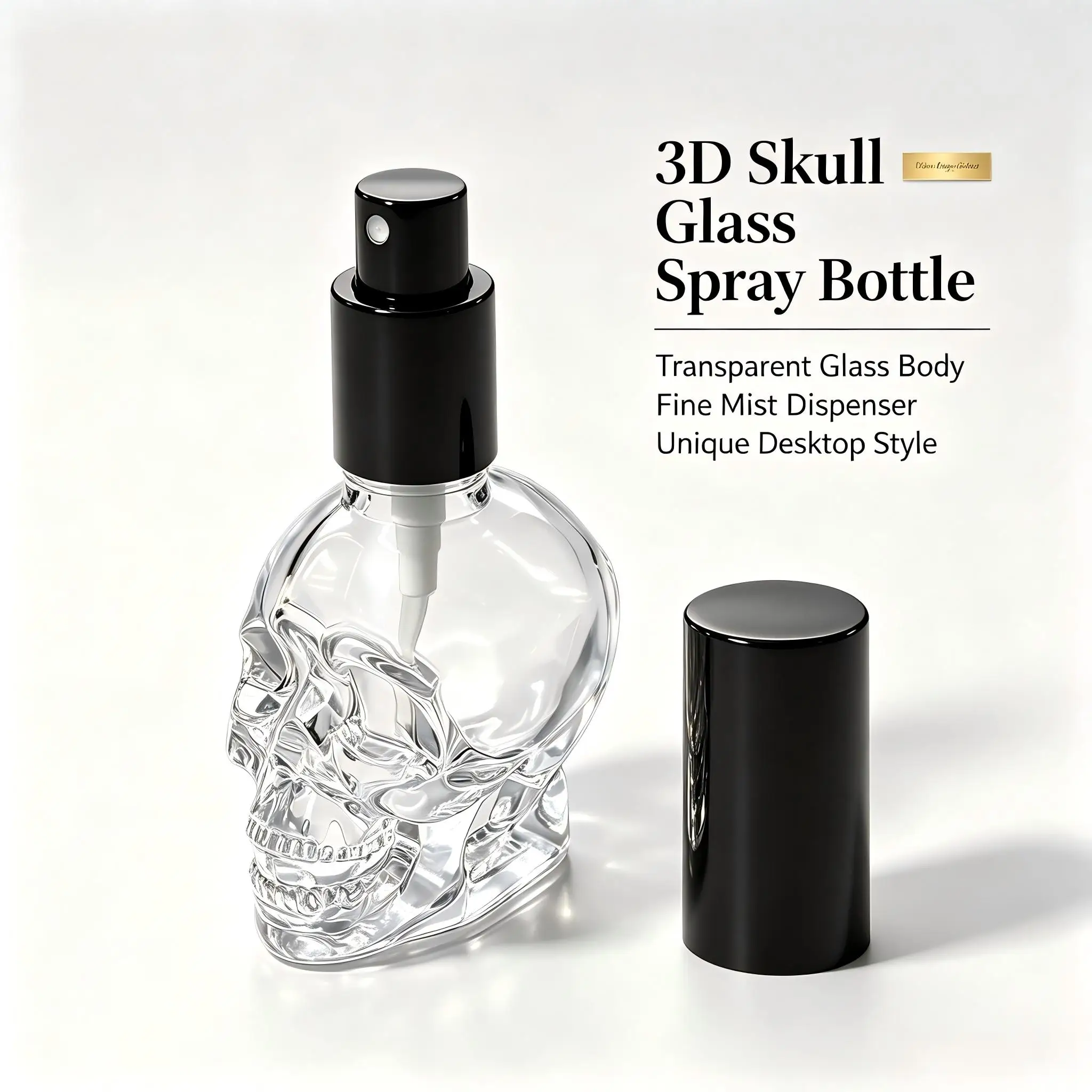 30 ml 3D-Totenkopf-Form Glas-Parfümzerstäuber, nachfüllbarer Feinsprühzerstäuber, transparenter Glasbehälter, tragbarer Kosmetikbehälter für Parfüm – Detail 1