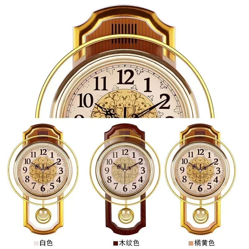 European style retro swing wall clock living room simple fashion wall watch bedroom silent quartz clock modern clock