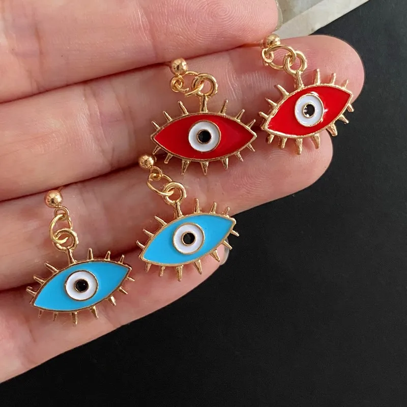 1 Pair Lucky Eye Stud Earrings for Women Girl Blue Black Red Color Turkey Eye Fashion Ear Jewelry Gift for Friend Wholesale