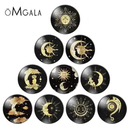 Bling Shiny Sun and Moon God 10pcs mixed 12mm/18mm/20mm/25mm Round photo demo glass cabochon flat back Making findings