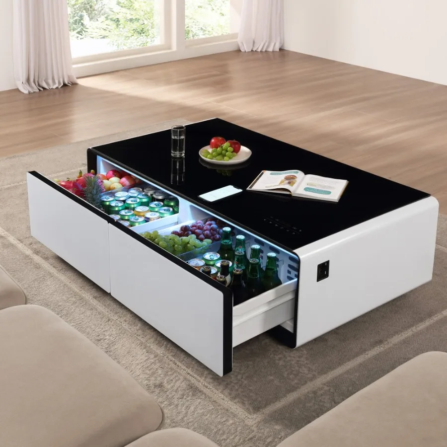 

Coffee Table With Builtin Fridge Bluetooth Speaker Wireless Charging Modern Smart Touch Control Designer Mesa De Centro Sala