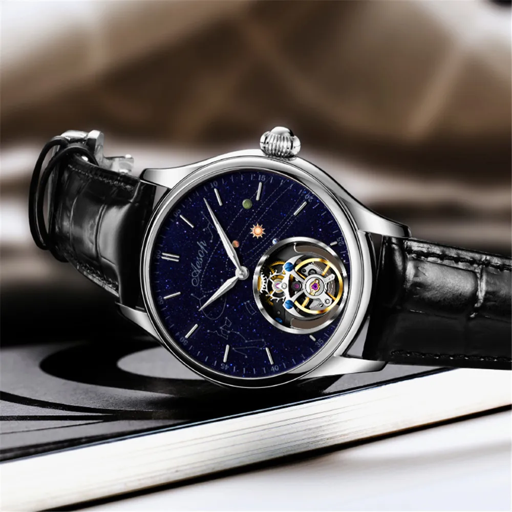 

AESOP Men's Luxury Skeleton Wrist Watch Mechanical Hand Wind Flying Tourbillon Waterproof Stainless Steel Sapphire Wristwatch
