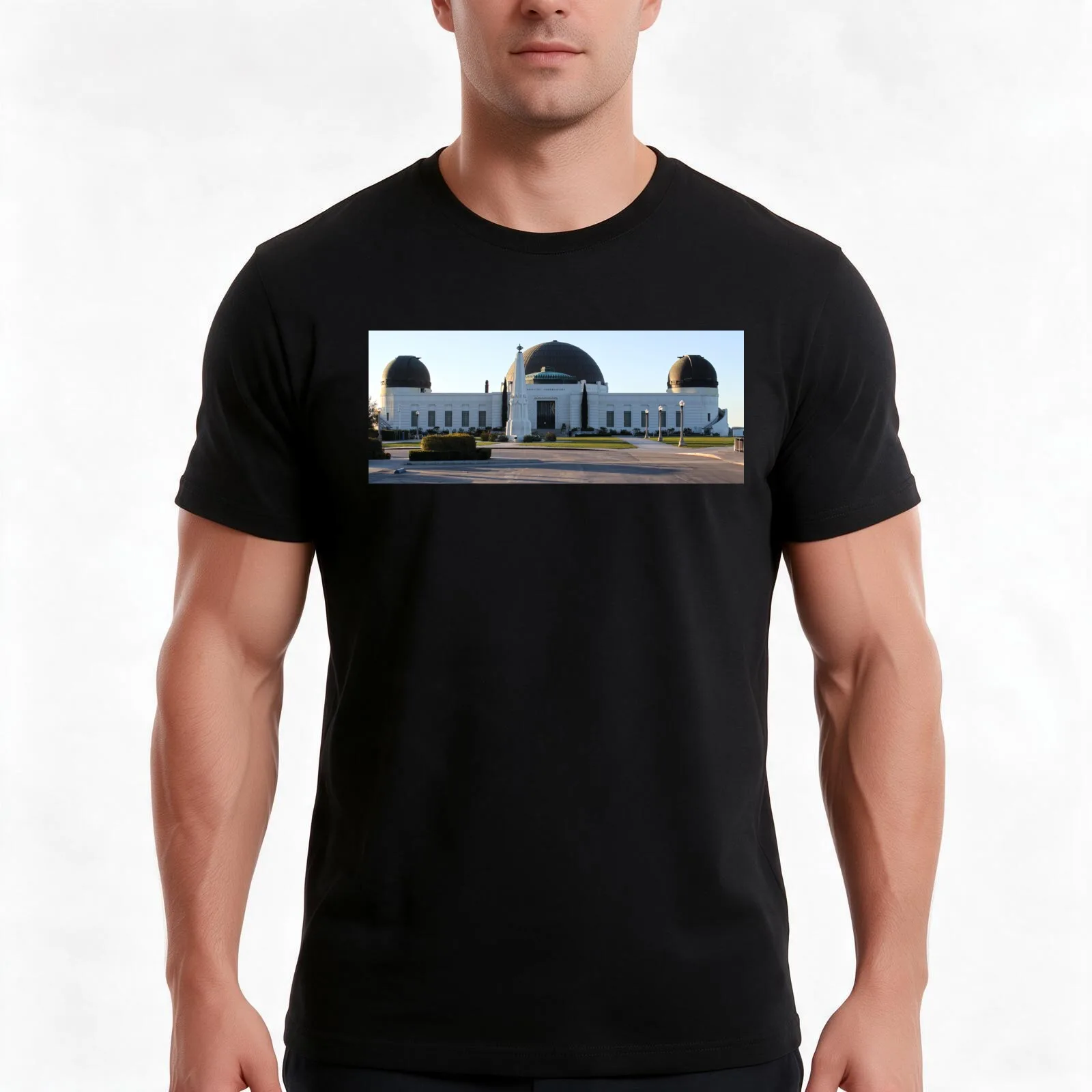Griffith Observatory T-Shirt, Summer Casual Cotton Tee, Oversized Streetwear Tops, Vintage Graphic Print, Loose Fit Short Sleeve