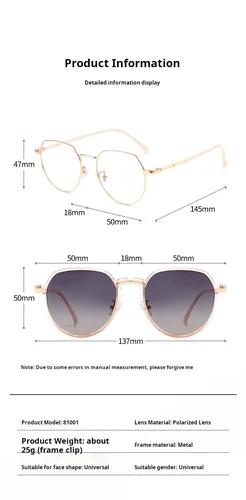 Imagen 2 del producto YIMARUILI, gafas polarizadas magnéticas a la moda con Clip para mujer, gafas graduadas ópticas Retro poligonales Anti-UV, montura 81001