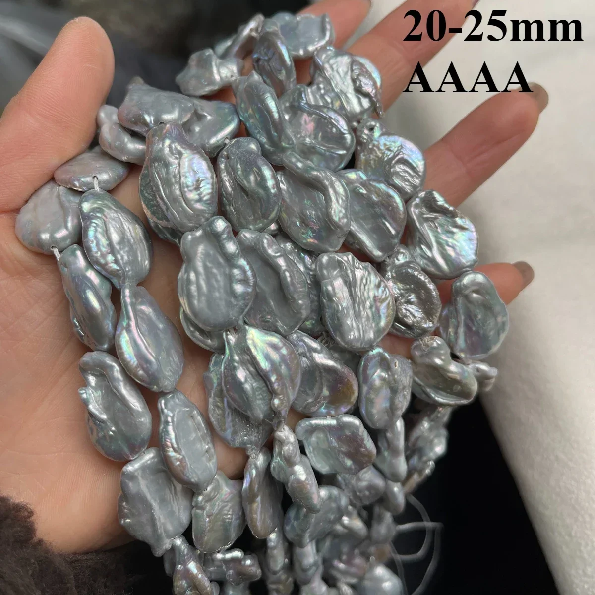 

20-25mm 4A Natural Freshwater Grey Baroque Pearl Irregular Big Isolated Bead Gift Jewelry Make DIY Necklace Bracelet Accessories