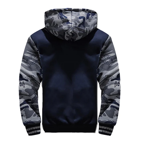 Imagen 2 del producto Chaqueta de invierno para hombre, chaquetas gruesas de camuflaje con capucha, forro polar de manga larga, ropa de calle informal