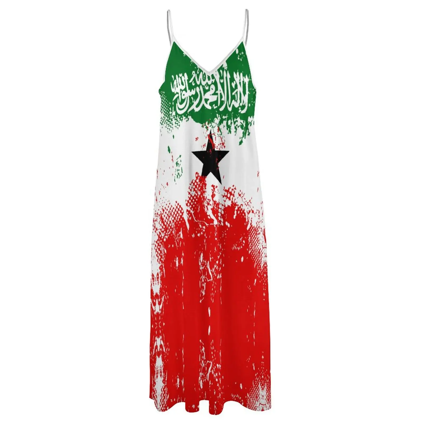 Long Dresses Dress Somaliland Flag Print New Casual Sleeveless Women\'s V-Neck Printed Dress Swing Retro Dresses
