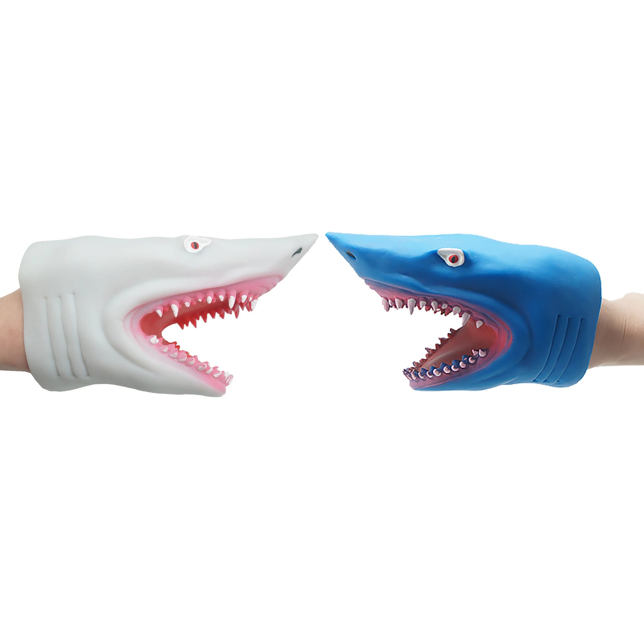 Shark Hand Puppet Thermoplastic Soft Rubber Realistic Sea Animal Shark Head Puppets Toys for Kids Shark Role Play Toy Latex