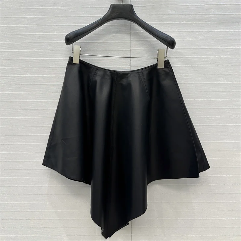 

Women's skirt New high waisted slim mini skirt for autumn 2025 100% sheepskin irregular short skirt Side slit women's half skirt