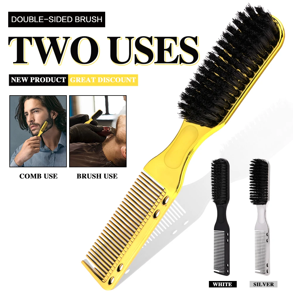 Portable Barber Beard Comb Two-sided Men's Shaving Brush Beard Moustache Brushes Salon Hairdressing Hair Styling Tool