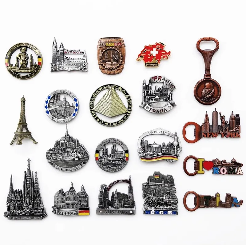 

World Tourism City Landmark Creative Alloy Message Sticker Memorial Crafts Decorative Magnet Fridge Magnet Souvenir