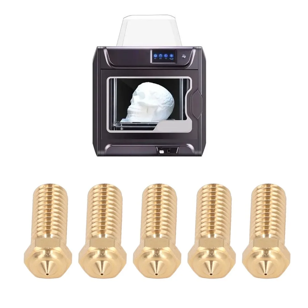 5PCS Brass Material 3D Printer Nozzle 0.4mm Diameter Precision Nozzle Brass Extruder Nozzle for QIDI X Max3 Smart3 Plus3